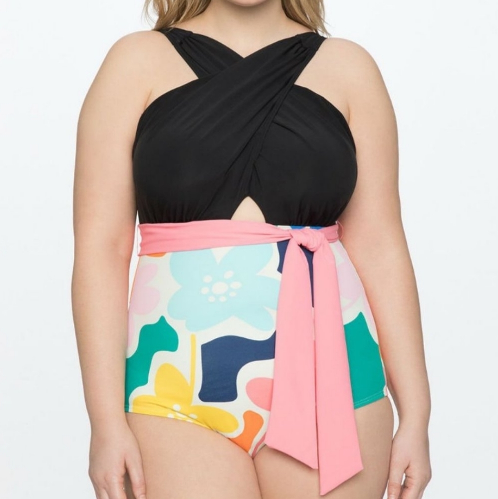 NWOT Eloquii criss-cross color blocked swi…